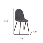 Set of Four Gray and Brown Upholstered Fabric Dining Side Chairs