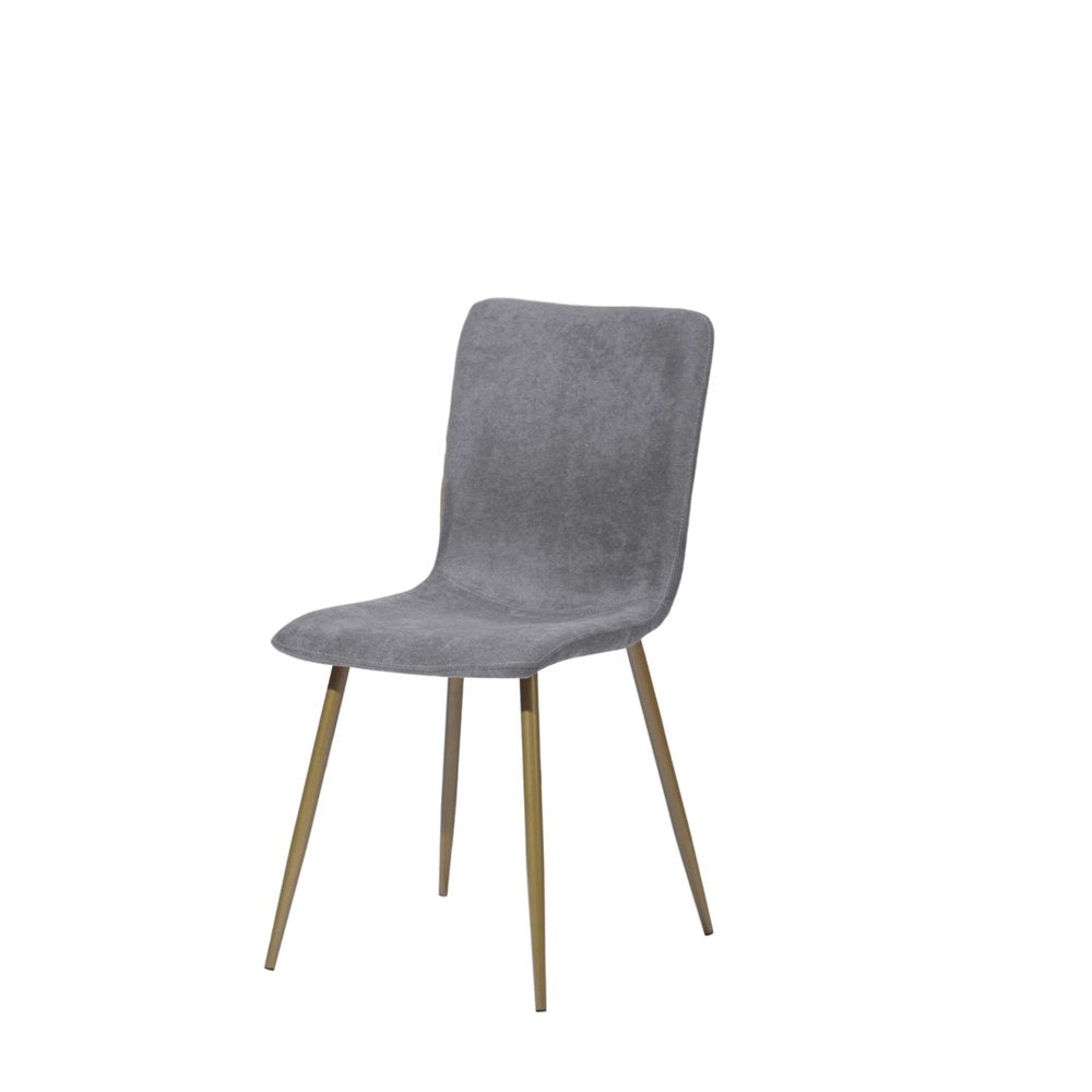 Set of Four Dark Gray and Gold Fabric Dining Side Chairs