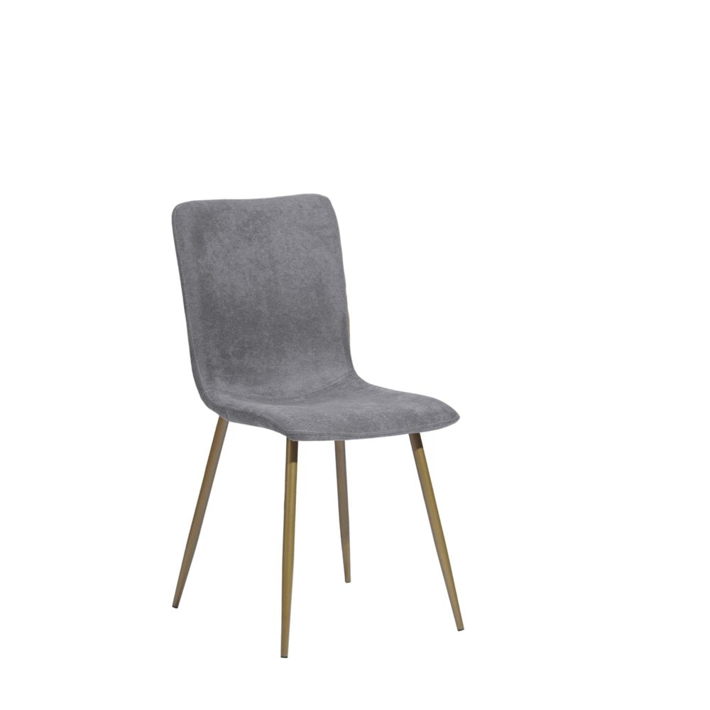 Set of Four Dark Gray and Gold Fabric Dining Side Chairs