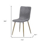 Set of Four Dark Gray and Gold Fabric Dining Side Chairs