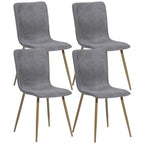 Set of Four Dark Gray and Gold Fabric Dining Side Chairs