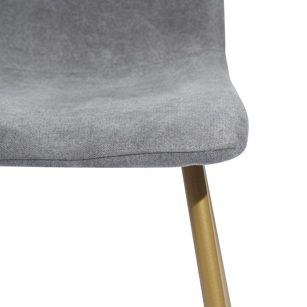 Set of Four Dark Gray and Gold Fabric Dining Side Chairs