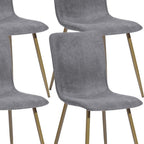 Set of Four Dark Gray and Gold Fabric Dining Side Chairs