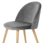 Set of Two Gray and Oak Velvet and Metal Dining Side Chairs