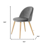 Set of Two Gray and Oak Velvet and Metal Dining Side Chairs