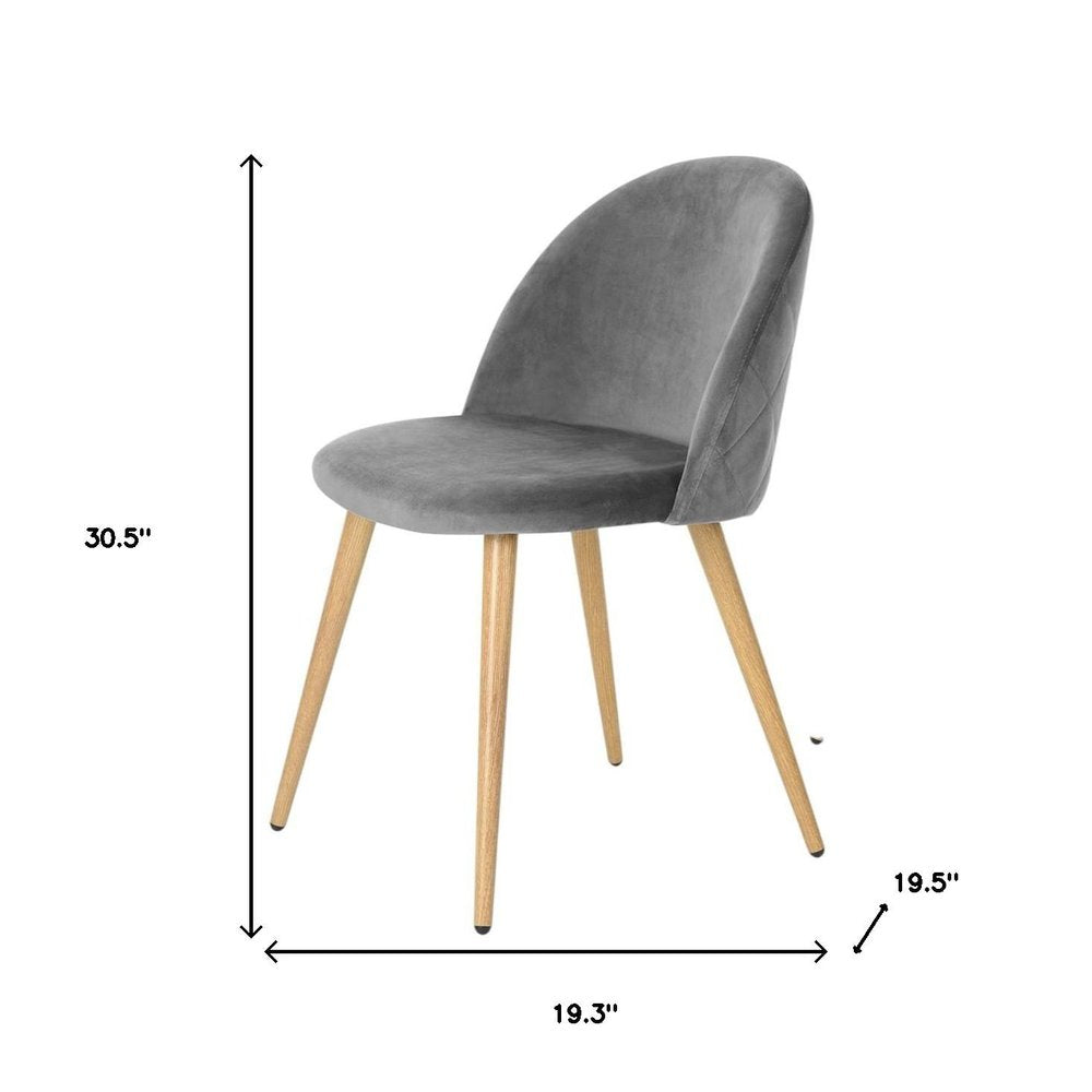 Set of Two Gray and Oak Velvet and Metal Dining Side Chairs