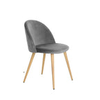 Set of Two Gray and Oak Velvet and Metal Dining Side Chairs