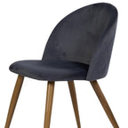Set of Two Charcoal and Brown Upholstered Velvet Dining Side Chairs