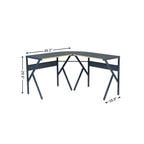 49" Black Wood and Metal Corner H-Shape Computer Desk