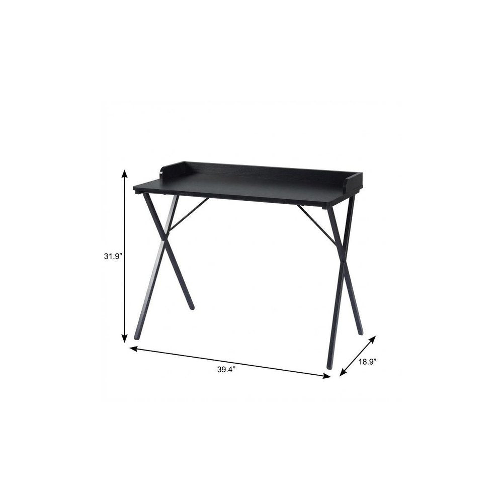 39" Black Wood and Metal X-Shape Computer Desk