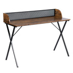 47" Brown and Black Wood and Metal X-Shape Computer Desk