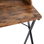 47" Brown and Black Wood and Metal X-Shape Computer Desk