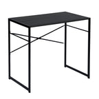 39" Brown and Black Wood and Metal H-Shape Computer Desk