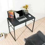 39" Brown and Black Wood and Metal H-Shape Computer Desk