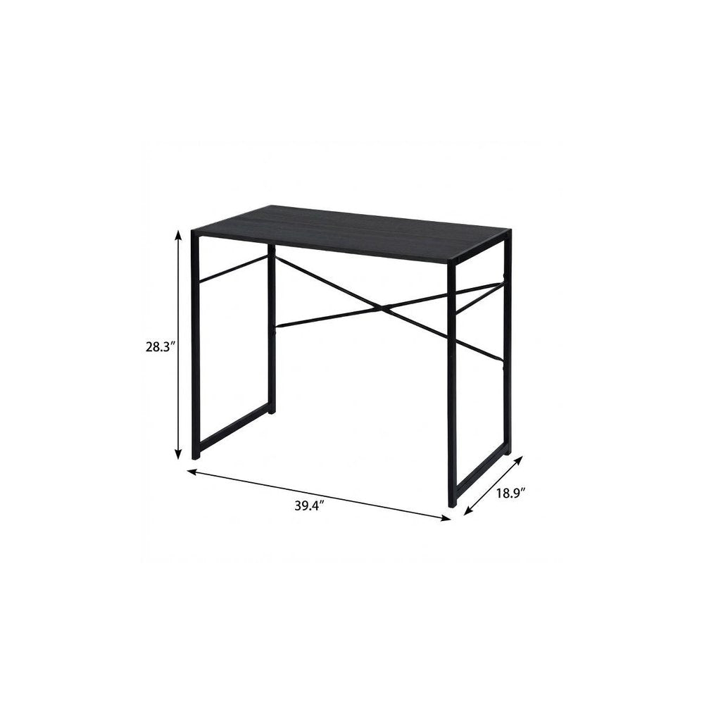 39" Brown and Black Wood and Metal H-Shape Computer Desk