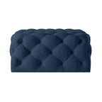 33" Navy Blue Velvet Rolling Tufted Cocktail Ottoman