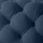 33" Navy Blue Velvet Rolling Tufted Cocktail Ottoman