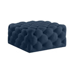 33" Navy Blue Velvet Rolling Tufted Cocktail Ottoman