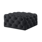 33" Navy Blue Velvet Rolling Tufted Cocktail Ottoman