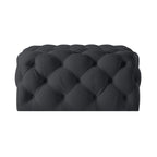 33" Navy Blue Velvet Rolling Tufted Cocktail Ottoman