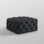 33" Navy Blue Velvet Rolling Tufted Cocktail Ottoman