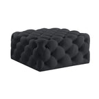 33" Navy Blue Velvet Rolling Tufted Cocktail Ottoman