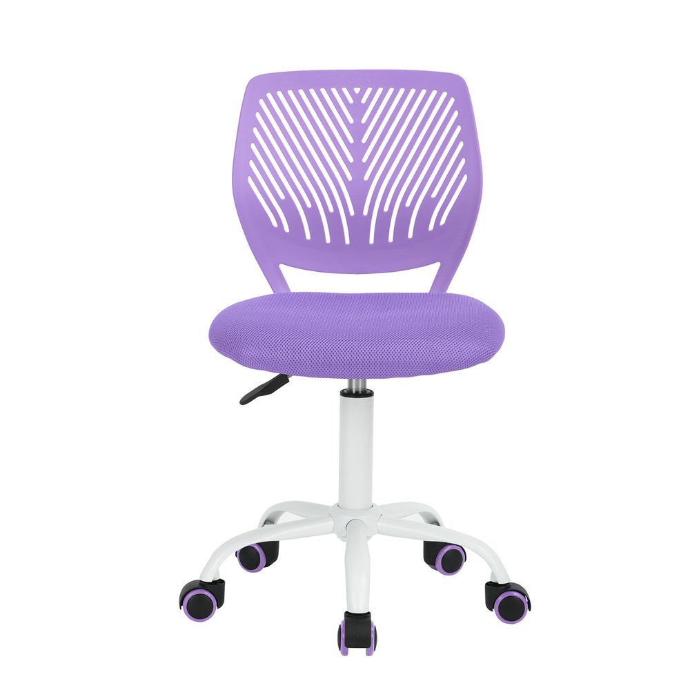 Pink and White Adjustable Height Swivel Rolling Office Chair