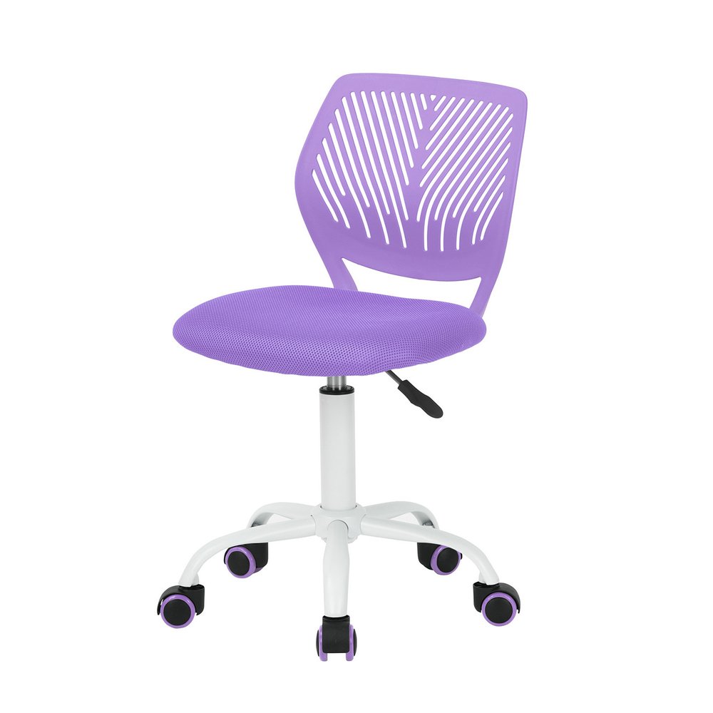Pink and White Adjustable Height Swivel Rolling Office Chair
