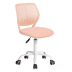 Pink and White Adjustable Height Swivel Rolling Office Chair