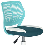 Aqua Teal Blue and White Adjustable Height Swivel Rolling Office Chair