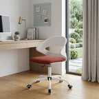 White and Brick Red Adjustable Height Swivel Rolling Office Chair