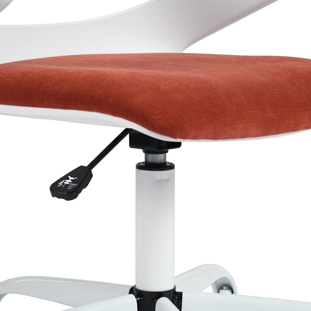 White and Brick Red Adjustable Height Swivel Rolling Office Chair