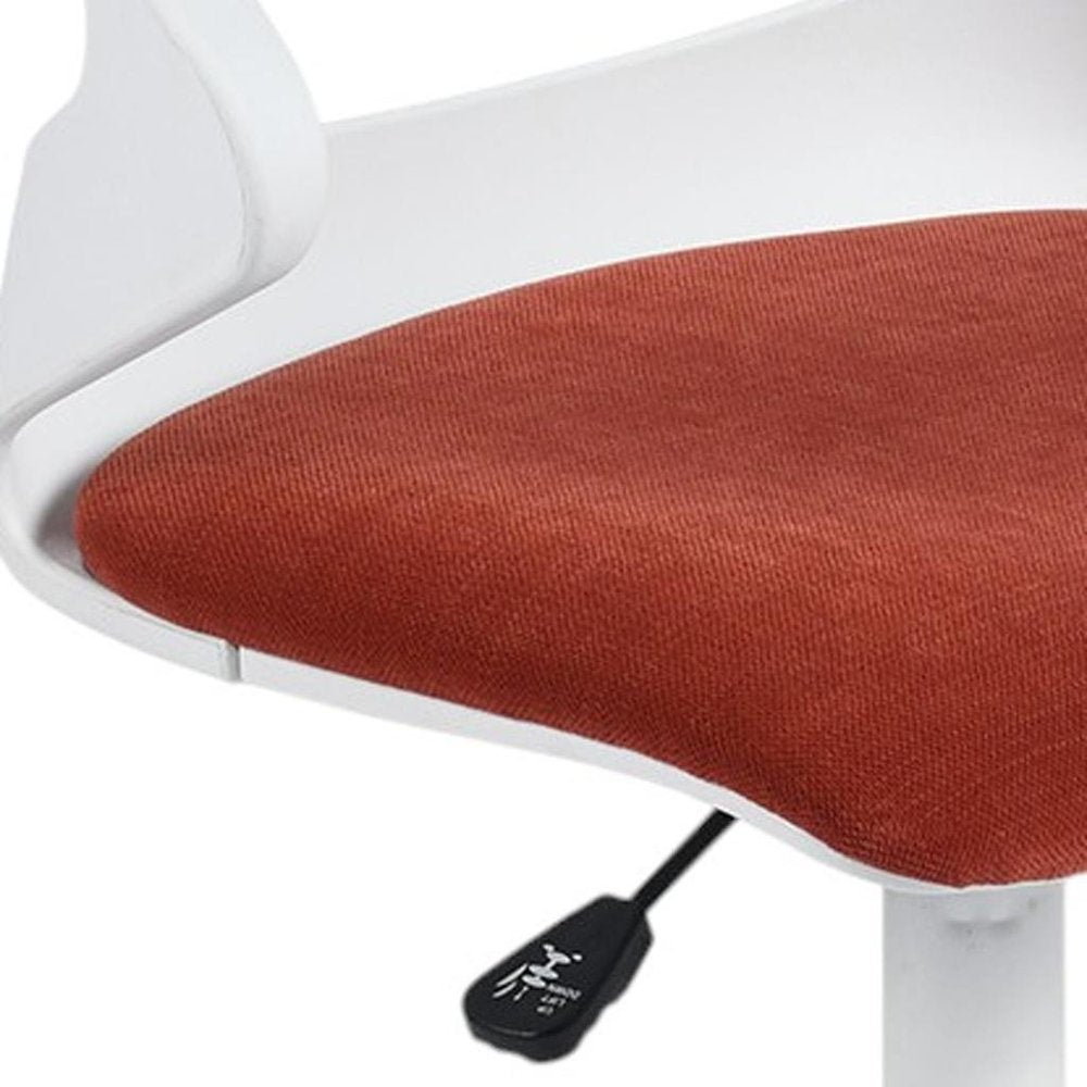 White and Brick Red Adjustable Height Swivel Rolling Office Chair