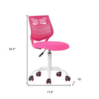 Purple and White Adjustable Height Swivel Rolling Office Chair