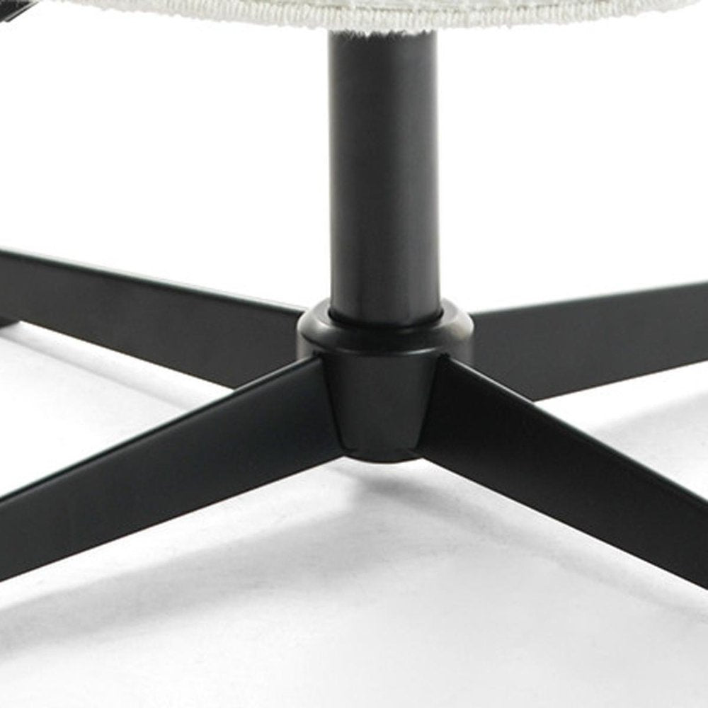 Off White and Black Boucle Adjustable Height Swivel Executive Office Chair