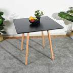 32" Black and Natural Wood Square Dining Table