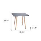 32" Black and Natural Wood Square Dining Table