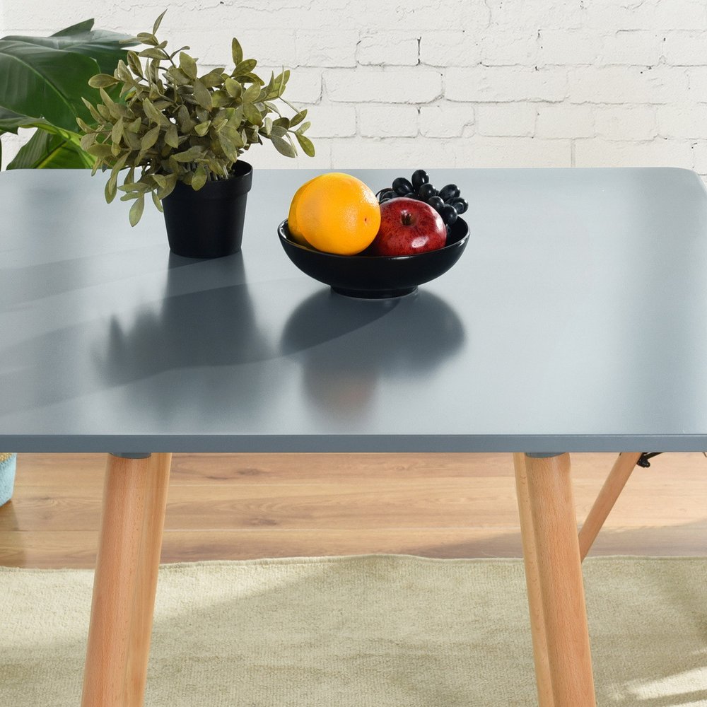 32" Black and Natural Wood Square Dining Table