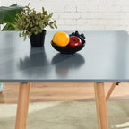 32" Black and Natural Wood Square Dining Table