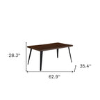 63" Dark Brown and Black Wood and Steel Dining Table