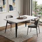 63" White and Black Faux Marble and Metal Dining Table