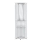 75" White Wood Corner Bar Cabinet With Three Shelves