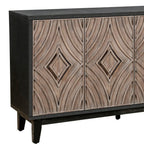 60" Charcoal and Brown Distressed Wood Sideboard with Four Doors