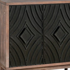 60" Charcoal and Brown Distressed Wood Sideboard with Four Doors