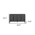 65" Charcoal Distressed Wood Sideboard with Four Doors