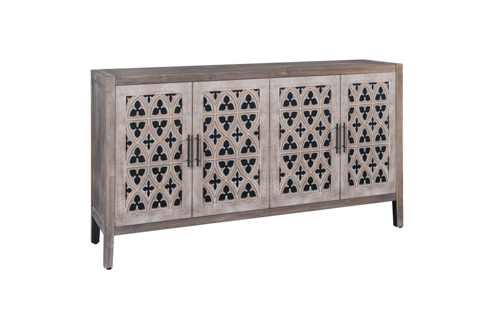 65" Charcoal Distressed Wood Sideboard with Four Doors