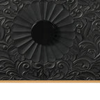 68" Natural and Black Distressed Carved Floral Sideboard with Four Doors