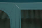 60" Teal Blue Ribbed Texture Sideboard with Four Doors