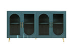 60" Teal Blue Ribbed Texture Sideboard with Four Doors