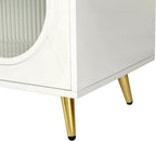 60" Teal Blue Ribbed Texture Sideboard with Four Doors